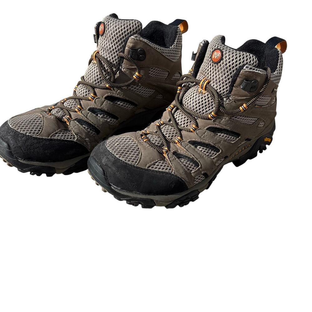Merrell Boots Mens 10.5 Moab Mid Gore Tex Dark Tan Men J87311 Lace Up Outdoor